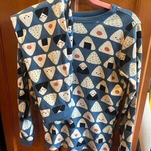 Tea Collection Pajamas Size 12 Blue Sushi/Onigiri Print